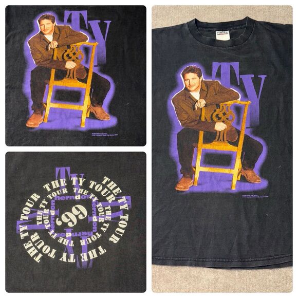 Vtg 1999 Ty Herndon Concert Shirt Lg "The Ty Tour" Tultex Tag Country Band Tee - Picture 1 of 10
